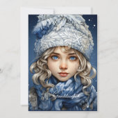 Kleindochter Blondine Haired Meisje Kerstwensen (Voorkant)