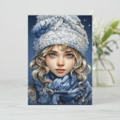 Kleindochter Blondine Haired Meisje Kerstwensen (Staand voorkant)