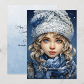 Kleindochter Blondine Haired Meisje Kerstwensen (Voorkant / Achterkant)