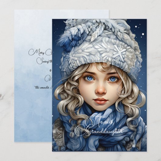 Kleindochter Blondine Haired Meisje Kerstwensen (Voorkant / Achterkant)