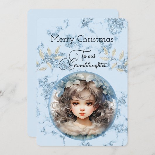 Kleindochter Blondine Haired Meisje Kerstwensen (Voorkant / Achterkant)