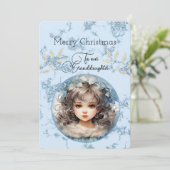 Kleindochter Blondine Haired Meisje Kerstwensen (Staand voorkant)