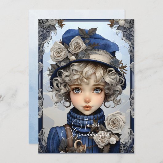 Kleindochter Blondine Haired Meisje Kerstwensen (Voorkant / Achterkant)