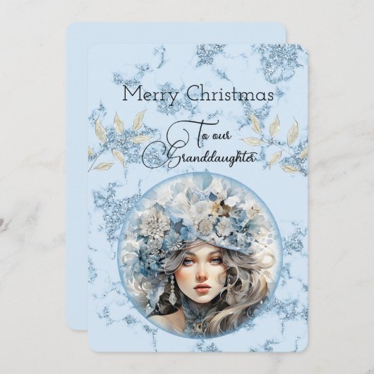 Kleindochter Blondine Haired Meisje Kerstwensen (Voorkant / Achterkant)