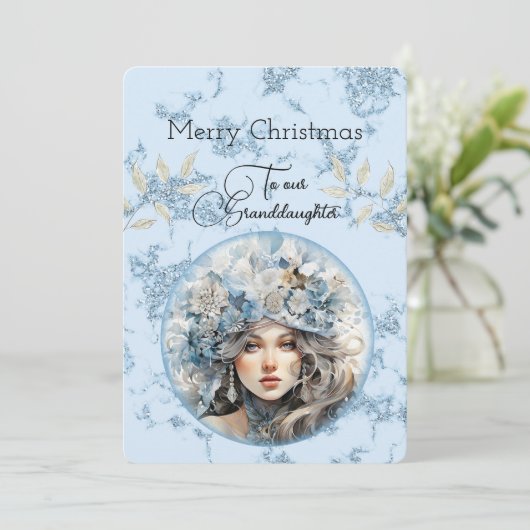 Kleindochter Blondine Haired Meisje Kerstwensen (Staand voorkant)