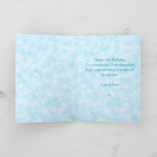 Kleindochter Blue Fairy 8e verjaardag Kaart (Binnen)