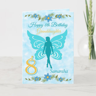 Kleindochter Blue Fairy 8e verjaardag Kaart