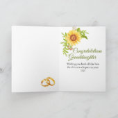 Kleindochter bruid trouwdag zonnebloem kaart (Binnen)