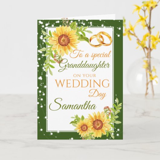 Kleindochter bruid trouwdag zonnebloem kaart (Gele Bloem)