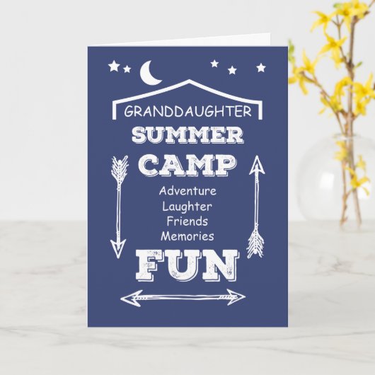 Kleindochter Camp Fun Navy Blue, Denken aan jou Kaart (Gele Bloem)