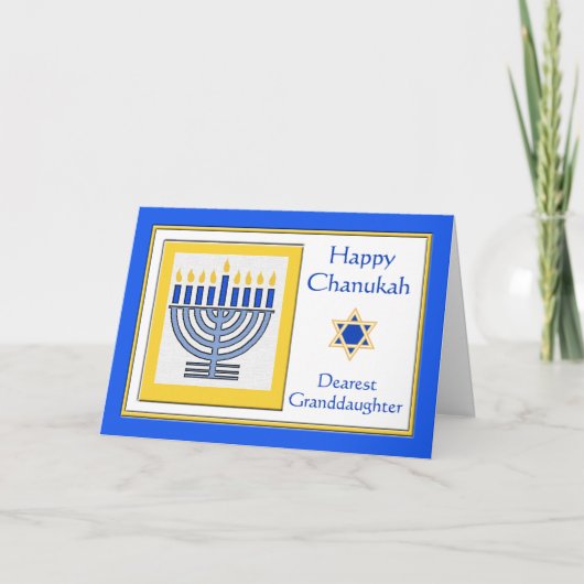 Kleindochter Chanoeka Hedendaagse Menorah Kaart (Voorkant)