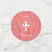 Kleindochter Communie Kruis en Roze Stralen Confetti (Kleine voorkant)