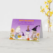 Kleindochter Cute Cats en Dogs Halloween Kaart (Gele Bloem)