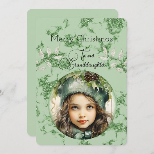 Kleindochter Donker Haired Meisje Kerstwensen (Voorkant / Achterkant)