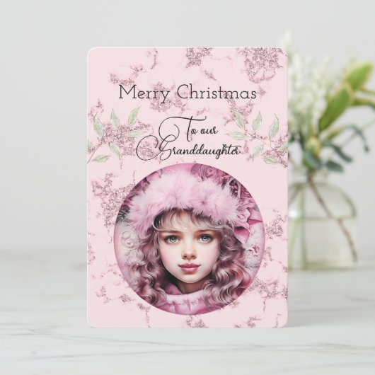 Kleindochter Donker Haired Meisje Kerstwensen (Staand voorkant)