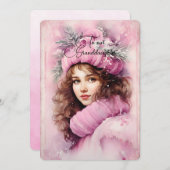 Kleindochter Donker Haired Meisje Kerstwensen (Voorkant / Achterkant)