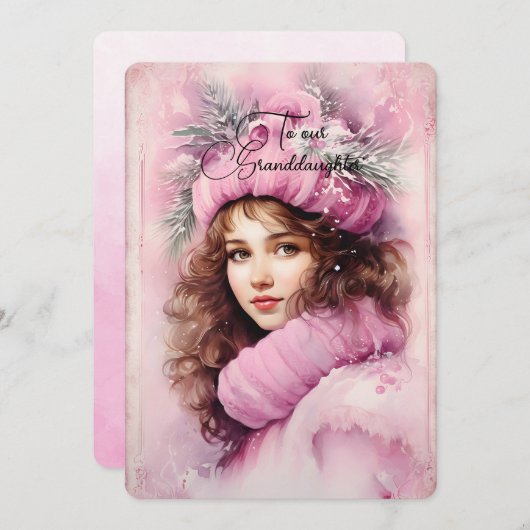 Kleindochter Donker Haired Meisje Kerstwensen (Voorkant / Achterkant)