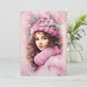 Kleindochter Donker Haired Meisje Kerstwensen (Staand voorkant)