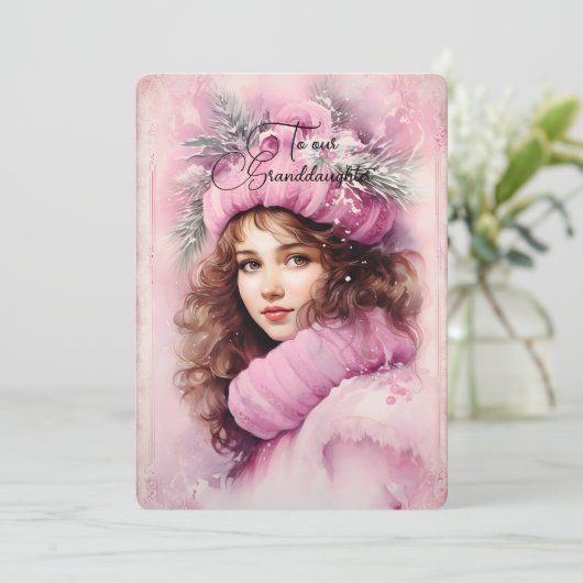 Kleindochter Donker Haired Meisje Kerstwensen (Staand voorkant)