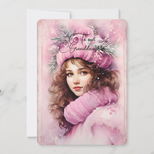 Kleindochter Donker Haired Meisje Kerstwensen (Voorkant)