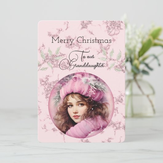 Kleindochter Donker Haired Meisje Kerstwensen (Staand voorkant)