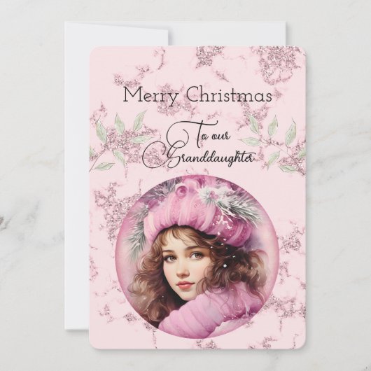 Kleindochter Donker Haired Meisje Kerstwensen (Voorkant)