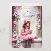 Kleindochter Donker Haired Meisje Kerstwensen (Voorkant / Achterkant)