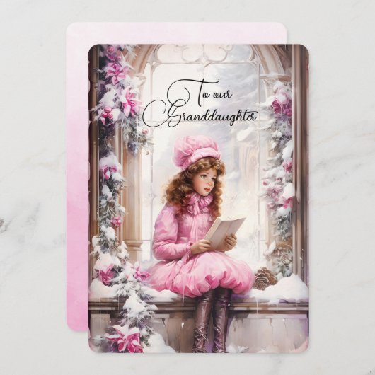 Kleindochter Donker Haired Meisje Kerstwensen (Voorkant / Achterkant)