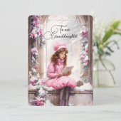 Kleindochter Donker Haired Meisje Kerstwensen (Staand voorkant)