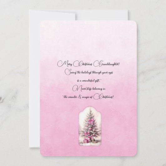 Kleindochter Donker Haired Meisje Kerstwensen (Achterkant)