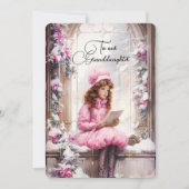 Kleindochter Donker Haired Meisje Kerstwensen (Voorkant)