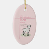 Kleindochter Doop Roze Lam Gepersonaliseerd Keramisch Ornament (Rechts)