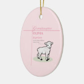 Kleindochter Doop Roze Lam Gepersonaliseerd Keramisch Ornament (Links)