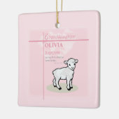 Kleindochter Doop Roze Lam Gepersonaliseerd Keramisch Ornament (Links)