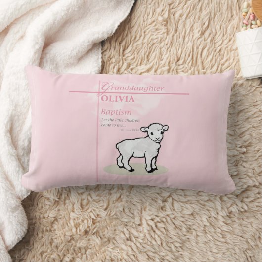 Kleindochter Doop Roze Lam Gepersonaliseerd Kussen (Deken)