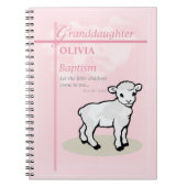 Kleindochter Doop Roze Lam Gepersonaliseerd Notitieboek (Voorkant)