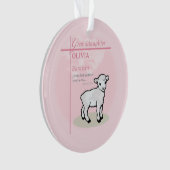 Kleindochter Doop Roze Lam Gepersonaliseerd Ornament (voorkant)