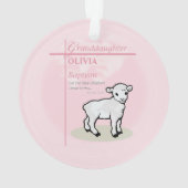 Kleindochter Doop Roze Lam Gepersonaliseerd Ornament (achterkant)