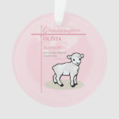 Kleindochter Doop Roze Lam Gepersonaliseerd Ornament (voorkant)