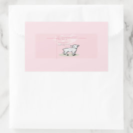 Kleindochter Doop Roze Lam Gepersonaliseerd Rechthoekige Sticker