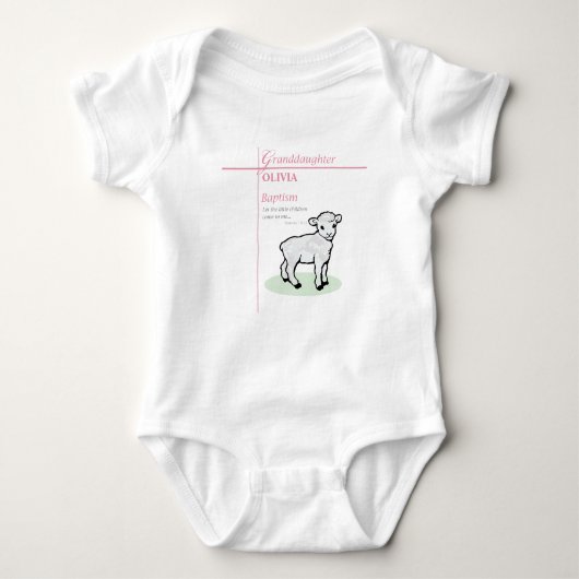 Kleindochter Doop Roze Lam Gepersonaliseerd Romper (Voorkant)