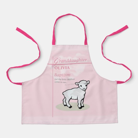 Kleindochter Doop Roze Lam Gepersonaliseerd Schort (Voorkant)