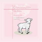 Kleindochter Doop Roze Lam Gepersonaliseerd Sticker (Voorkant)