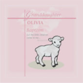 Kleindochter Doop Roze Lam Gepersonaliseerd Sticker (Voorkant)