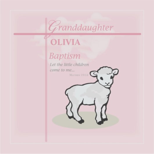 Kleindochter Doop Roze Lam Gepersonaliseerd Sticker (Voorkant)