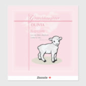 Kleindochter Doop Roze Lam Gepersonaliseerd Sticker (Vel)