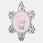 Kleindochter Doop Roze Lam Gepersonaliseerd Tin Sneeuwvlok Ornament (Rechts)