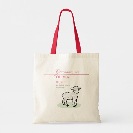 Kleindochter Doop Roze Lam Gepersonaliseerd Tote Bag (Achterkant)