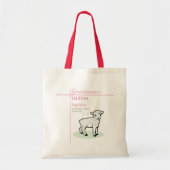 Kleindochter Doop Roze Lam Gepersonaliseerd Tote Bag (Voorkant)