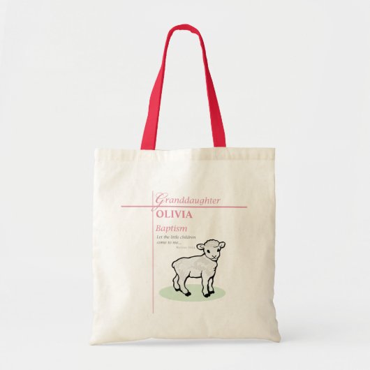 Kleindochter Doop Roze Lam Gepersonaliseerd Tote Bag (Voorkant)